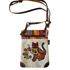 Laurel Burch Maya Cat Small Crossbody Bag Beige Multi Women's Handbag